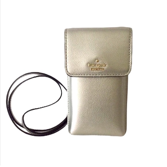 kate spade Handbags - KATE SPADE Metallic Silver Crossbody/cellphone Bag BNWT